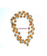 Mala Di Rudraksha In Argento Puro Con Cappucci Di Design - 54+1 Perle - $172.41 CAD