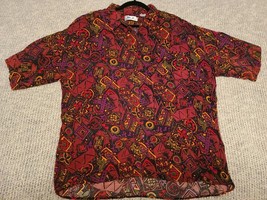 WAYNE SCOTT Rayon Hawaiian XL Shirt All-Over Abstract Rayon Floral Geome... - £11.85 GBP