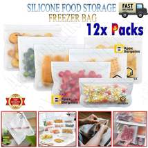 MAXPERKX 12x Resealable Silicone Food Storage Freezer Bags - Kitchen Vacuum Fres - £7.07 GBP+