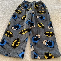 Batman Boys Gray Blue Yellow Fleece Pajama Pants Small 6-7 - £4.98 GBP