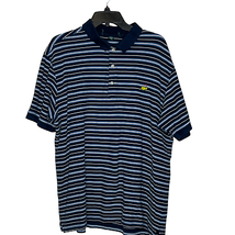 Masters Collection Mens Polo Golf Shirt Size XL Blue White Striped Logo Cotton - £18.82 GBP