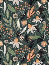 Floralplus Peel And Stick Wallpaper Boho Removable Wallpaper Dark Green Boho - £27.75 GBP