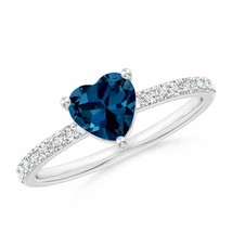 ANGARA Heart London Blue Topaz Ring with Diamond Accents for Women in 14K Gold - £704.18 GBP