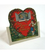 Vintage Valentine 1930 Beistle Stand Up Card Boy Plays Mandolin Girl Win... - £11.79 GBP