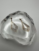 Vintage Gold Filigree Dangle Earrings 3.4cm - $15.63 CAD