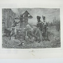 The Poison Test Soldiers at Well Engraving Print Harper&#39;s Weekly 1872 Antique - £23.97 GBP