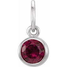 Sterling Silver 4mm Round Imitation Garnet Birthstone Charm - £67.36 GBP