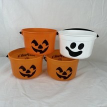 Vintage 1986 McDonalds Happy Meal 4 Halloween Buckets Ghost &amp; 3 Pumpkins No lids - £47.29 GBP