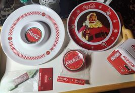 Coca-Cola Dishes, Plates, Coasters, Deluxe Wood Magnets Red White Soda Set - $11.63