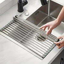 Stainless Steel Roll Up OverTheSink Dish Drying Rack - £12.54 GBP+