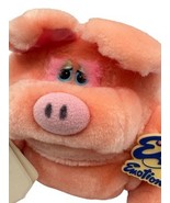 Vintage Mattel Emotions Pink Pig Plush 6&quot; Beaufort Jr Blue Eyes Korea 19... - $14.62