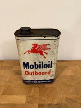 Mobiloil Outboard Motor Oil Vintage 1 Quart Can Mobil Gas Oil Pegasus - £21.50 GBP