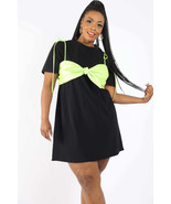 Women&#39;s Matte Pu Bra Overlay T Shirt Dress - $40.50