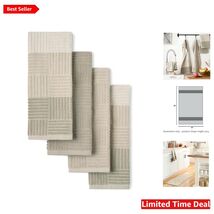 Elegant 4-Pack Beige Cotton Kitchen Towels - Super Absorbent &amp; Machine W... - $44.50