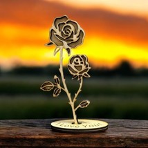 Personalized Custom Flower Rose Stand-up Laser Cut Unfinished Wood Craft... - £9.83 GBP