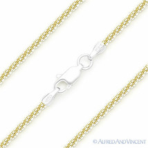 2.2mm Roc Link .925 Sterling Silver 2-Tone 14k Yellow Gold-Plated Chain Necklace - £35.45 GBP+