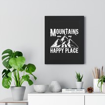 Framed Poster &quot;Mountains are My Happy Place&quot;: Beautiful Home Decor in Black, Whi - £48.97 GBP+