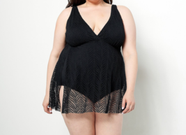 Kim Gravel x Swimsuits For All Swim Dress with Crochet Overlay Onyx, Reg 8 - £15.68 GBP