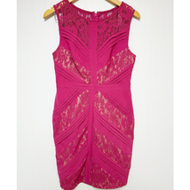 Adrianna Papell Womens Pink Lace Nude Underlay Dress 10 - £19.46 GBP