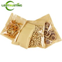 Flat Bottom One Side Clear + One Side Kraft Paper Zip Lock Bag Snack Nuts Powder - £115.97 GBP