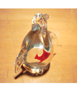 Clear Glass Penguin Figurine with Red Fish Inside Belly Artisan Paperwei... - £38.06 GBP