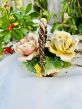 Hand Painted Rose Basket W/ Italian Flair | Made From Porcelain | Trinket - £4.98 GBP