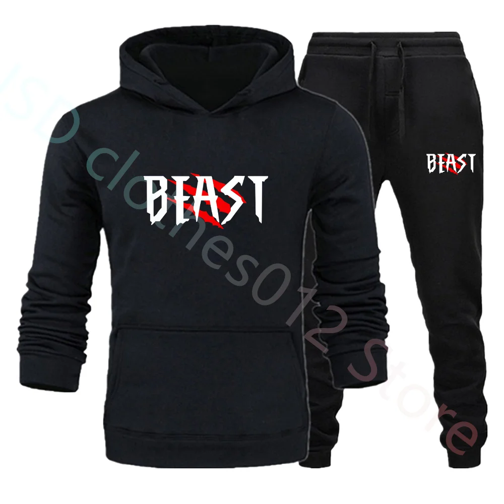 Couple Trauit Beauty Beast Print Men Hoodie Women Suit Fashion Sweatshirt and Sw - £103.25 GBP