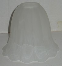 Vintage Frosted White Swirl Glass Scalloped Edge Table Lamp Light Shade ... - $18.81