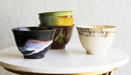 Pack Of 5 Made In Japan Colorful Gradient Art Kiln Natural Glazed Ceramic Bowls - £29.89 GBP