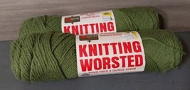 Vintage K Mart 100% Wool Knitting Worsted Yarn Avocado 4 Ply 4 oz 2 Skeins - $14.00