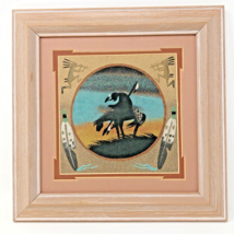 VTG 90s Navajo Sand Painting Horse “End Of The Trail” Framed &amp; Signed Wall Art - £32.06 GBP