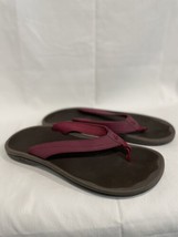 Olukai Ohana Women&#39;s  Wine Color Logo Thong Flip Flop Sandals Sz 10 - $25.00