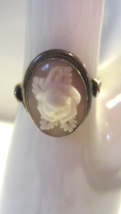 Vintage  Carved Cameo Rose Ring  silver - £74.00 GBP
