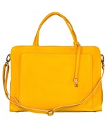 Italian Made Buttercup Yellow Leather Large Tote with Front Pocket By MAP Italy - £288.97 GBP