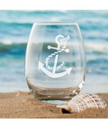 Nautical Anchor Etched Glasses - Wine, Champagne, Pint Glasses, Shot Glass - €21,52 EUR+