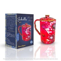 Pure Copper Jug With Red Big Floral Print Serveware &amp; Drinkware Beneficial - $57.91