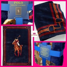 Polo Ralph Lauren Bear Player Navy Blue Fleece Throw Blanket Gift Bag Set - £77.76 GBP