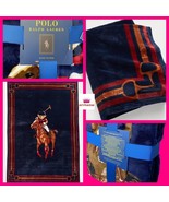 Polo Ralph Lauren Bear Player Navy Blue Fleece Throw Blanket Gift Bag Set - £77.61 GBP