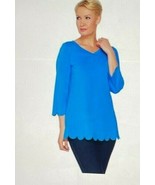 Isaac Mizrahi Live! 3/4 Sleeve Scallop Detail Tunic French Blue Small - £7.46 GBP