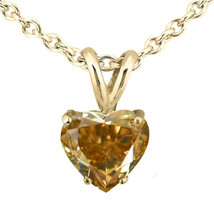 Solitaire Heart Shape Diamond Pendant Natural Brown Treated 14K VS1 1.13 Carat - £1,063.14 GBP