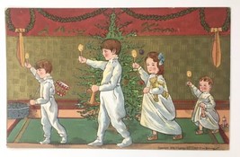 Antique Christmas Postcard Vintage Heavily Embossed Children Toys Parade - £10.21 GBP