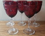 5 Cristal D&#39;Arques-Durand &quot;Antique Ruby&quot; Water Goblets 8&quot; Pressed Cut Ruby - $39.99