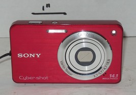 Sony Cyber-shot DSC-W560 14.1MP Digital Camera - Red Tested Works Battery SD - £193.64 GBP