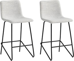 Watson And Whitely Bar Stools: White, Multi-Colored Fabric Upholstered B... - $189.99