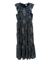 J Crew Dress Size 4 Blue Lined Paisley Print Ruffle Sleeve Midi Boho Pra... - £38.98 GBP