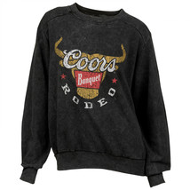 Coors Banquet Rodeo Long Horns Logo Black Mineral Wash Women&#39;s Crew Swea... - $61.98+