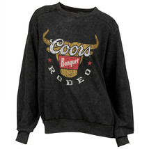 Coors Banquet Rodeo Long Horns Logo Black Mineral Wash Women&#39;s Crew Swea... - £49.42 GBP+