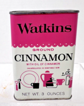 Watkins Cinnamon Spice Tin 3 oz Pink White Paris Exposition 1950S ? - $18.32