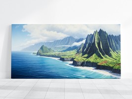 NaPali Coast Kauai Wall Art - Hawaii Na Pali Cliffs Painting Beautiful Large Art - £20.63 GBP+