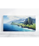 NaPali Coast Kauai Wall Art - Hawaii Na Pali Cliffs Painting Beautiful L... - £20.24 GBP+
